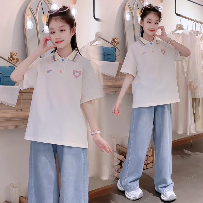 【允恬】女童夏装短袖T恤2025新款洋气时髦半袖上衣女孩夏季POLO衫