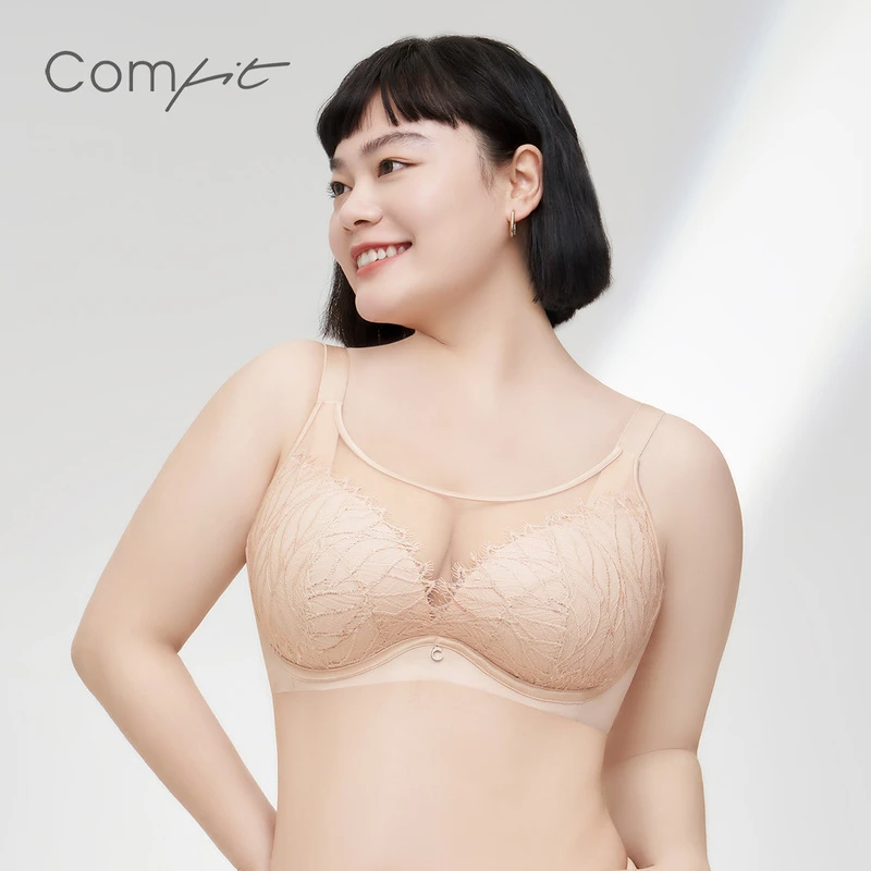 安莉芳旗下comfit全包裹稳定承托树叶纹大码大胸显小文胸CB00149