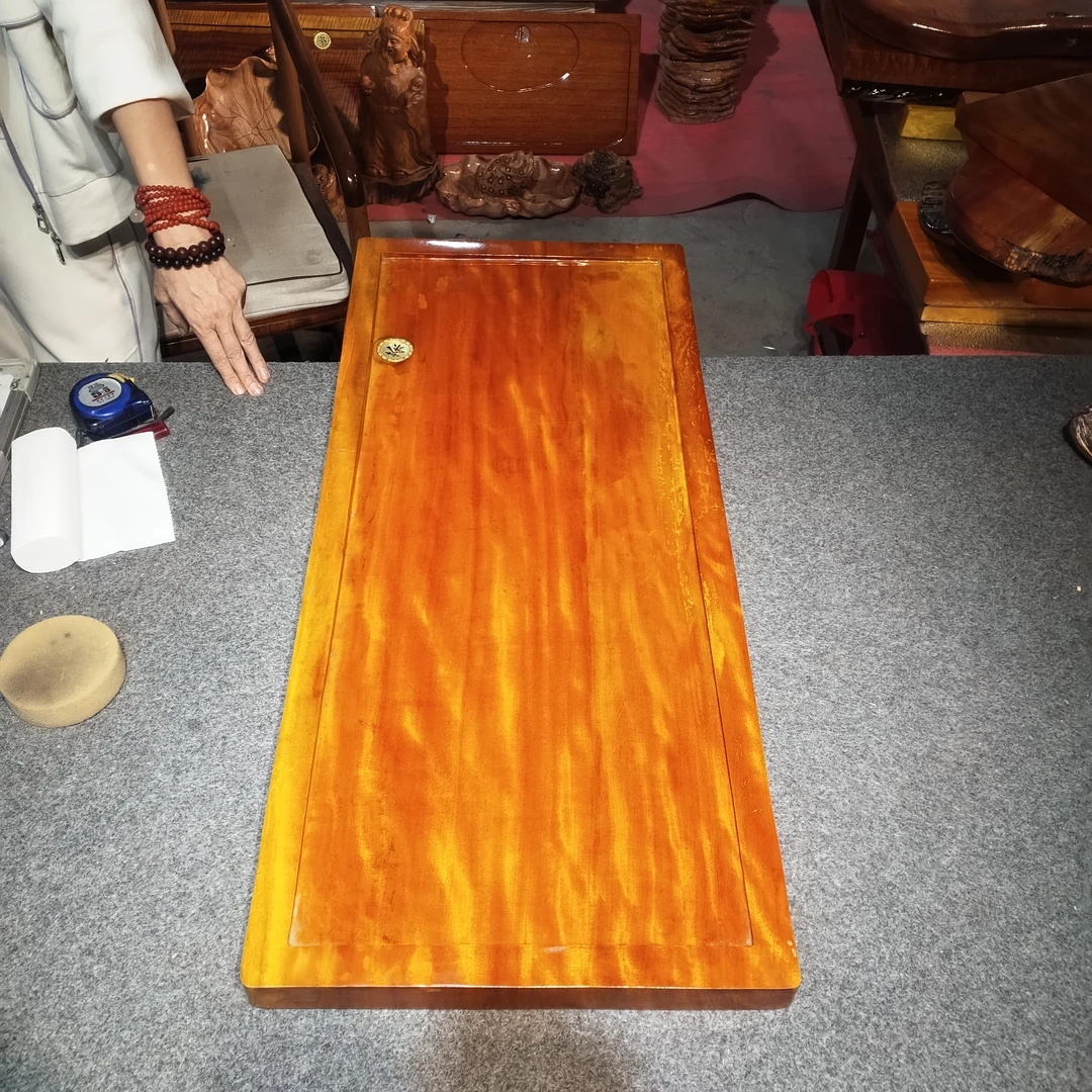 非洲大叶楠90-40-4 茶盘 手工雕刻，拍完截图