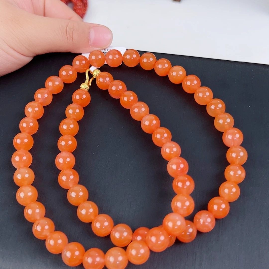 南红玛瑙保山7A女神链9mm银S925镶嵌