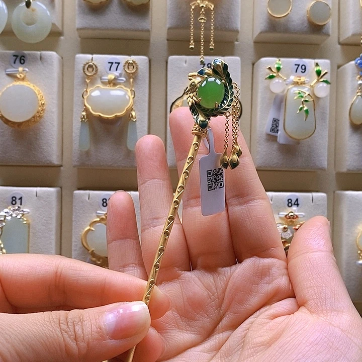 和田玉颈饰银S925镶嵌