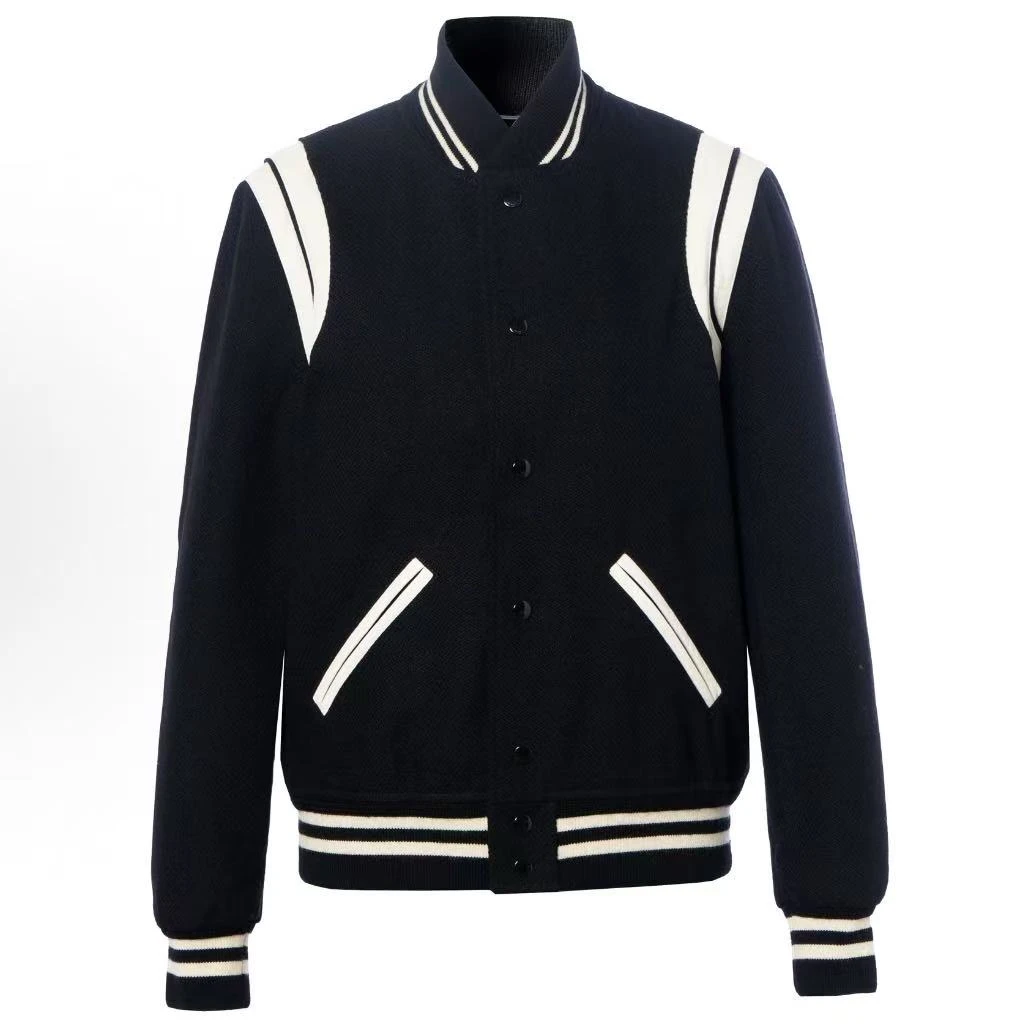 未使用 YSL/圣罗兰 黑白棒球服外套 54码 公价17900 AA10460
