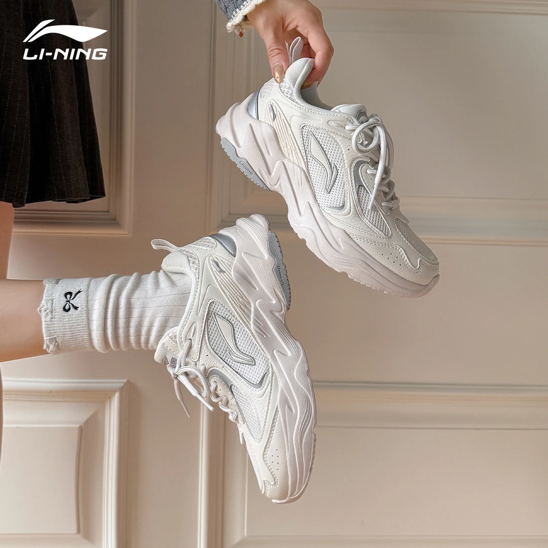 李宁女鞋子运动鞋2025新款正品老爹鞋女款爆款百搭网面透气休闲鞋
