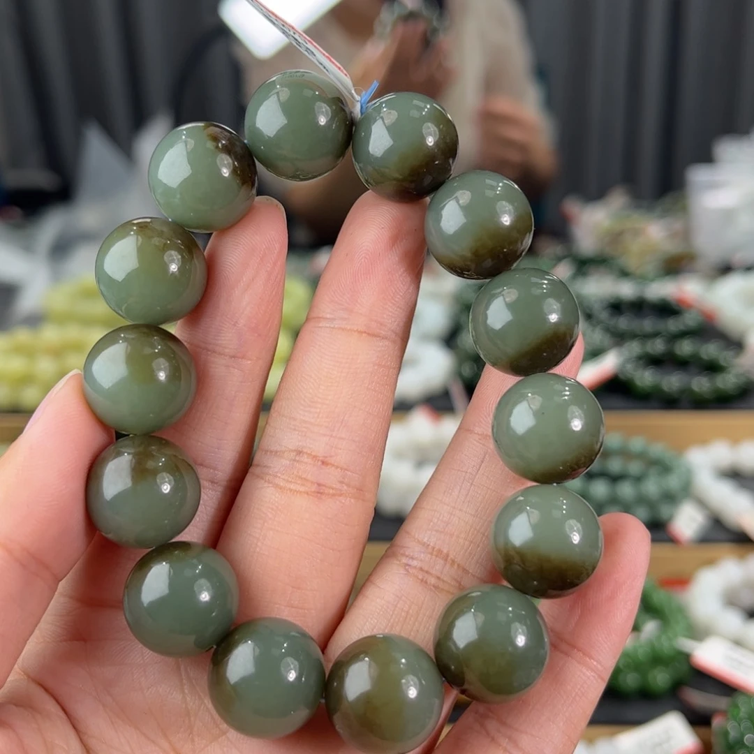 手串未镶嵌和田玉新疆且末蓝聚宝盆卡16圆珠