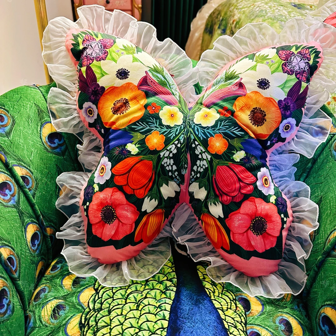 沙发客厅轻奢高级感靠垫靠枕床头大靠背抱枕套花卉抱枕