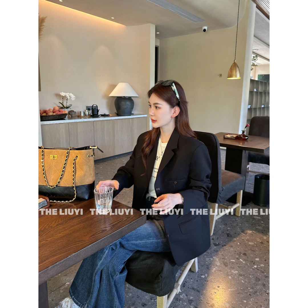【LIUYI】黑标西装~定制天丝混纺极简立体剪裁西装外套58249