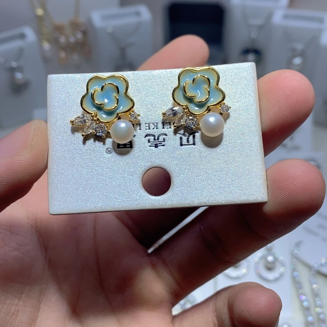 淡水珍珠耳饰银S925镶嵌