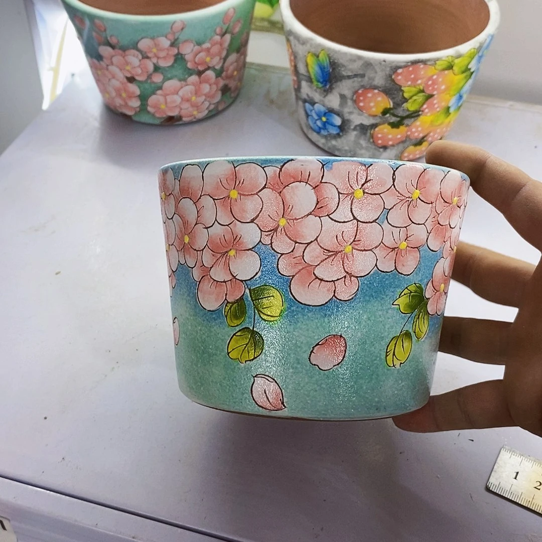 紫砂花盆手绘花盆满28包邮