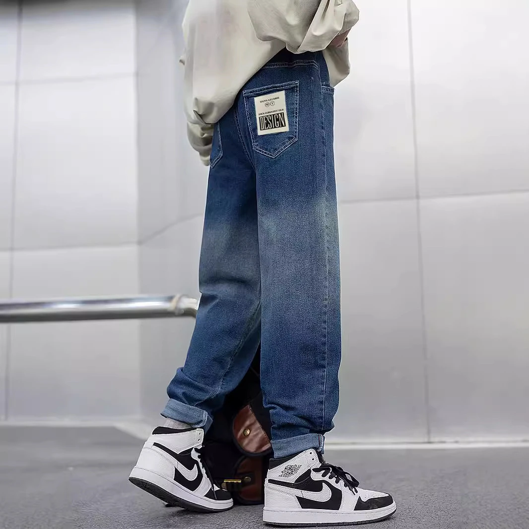 男童牛仔裤春秋款时尚简约中大童宽松潮童外穿童装童裤复古婴童