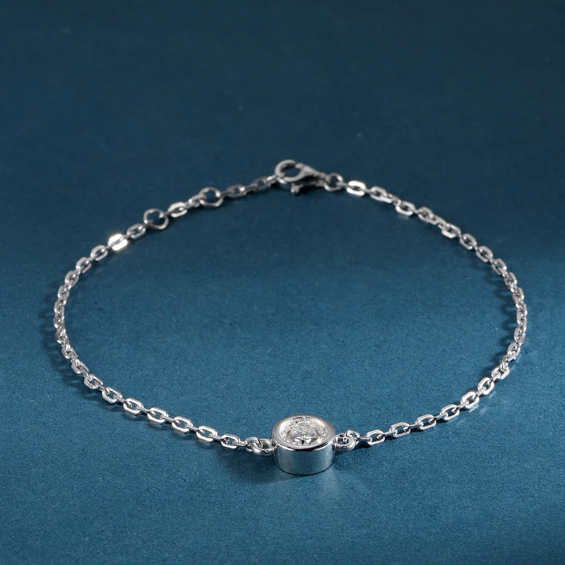 罗威曼铂金pt950镶嵌莫桑泡泡手链（16+2cm）