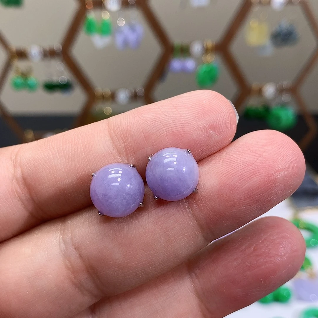 银S925镶嵌翡翠耳饰天然翡翠耳饰