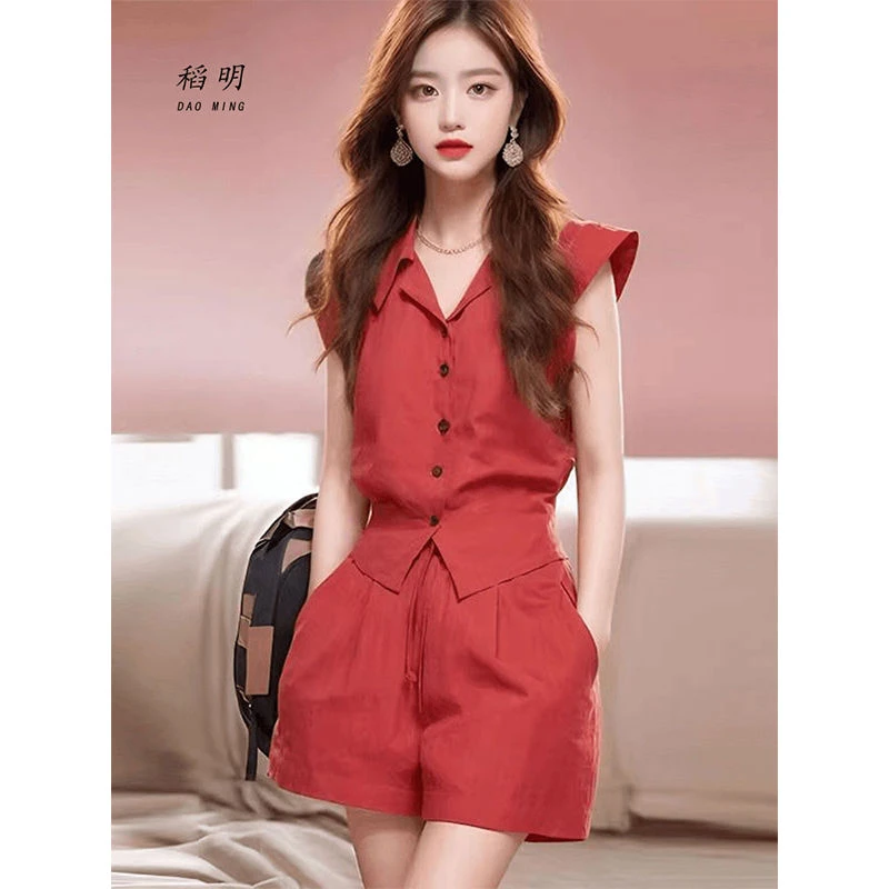 时尚洋气休闲小个子套装夏季2025新款气质穿搭一整套超火两件套女