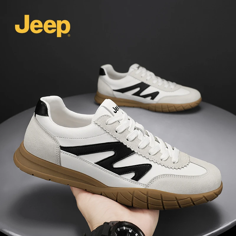 jeep吉普男鞋2025新款秋季网面休闲德训鞋男士运动透气春秋小白鞋