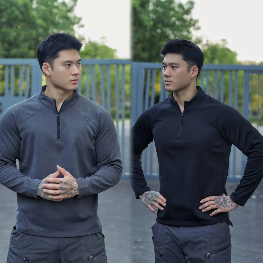 2025秋季新款迪桑棉320克立领半拉链运动长袖卫衣插肩袖休闲百搭