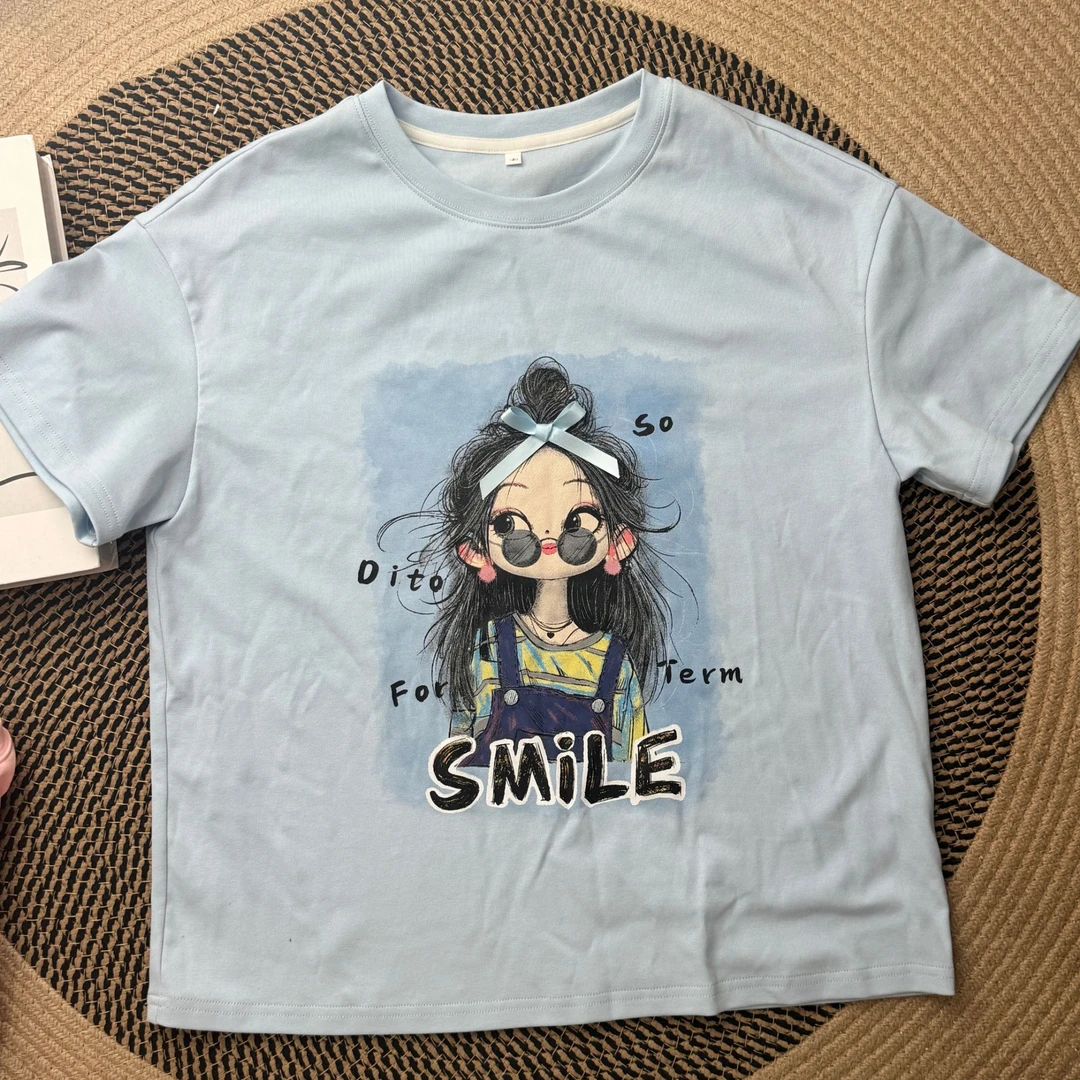 【亲子装】IEF/爱依服2025夏季新款女童时髦洋气印花T恤短袖