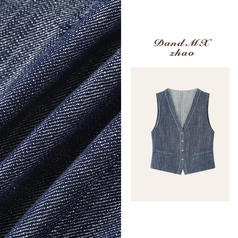 D&MX 亚麻V领坎肩无袖高个子牛仔马甲A9032