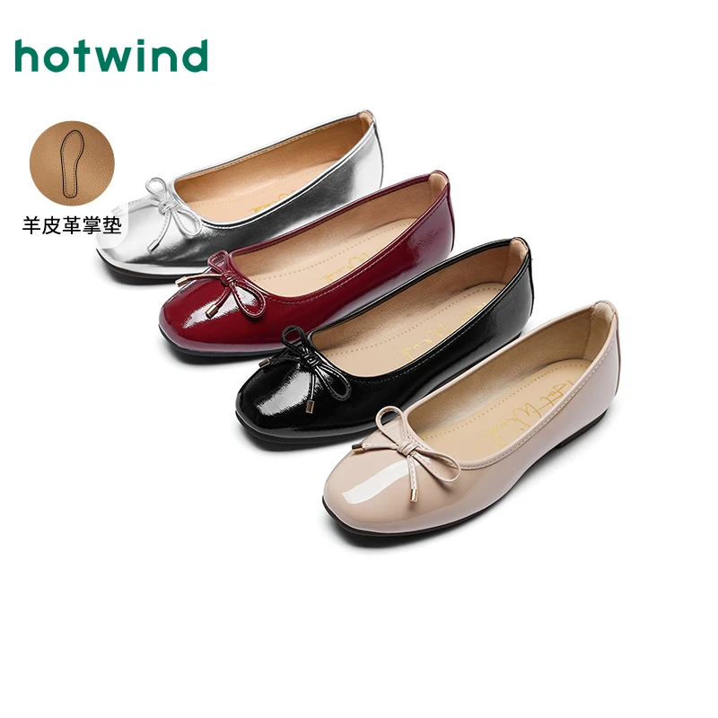 热风2025年新款法式方头女士时尚轻奢单鞋平底鞋旗袍鞋H07W25102