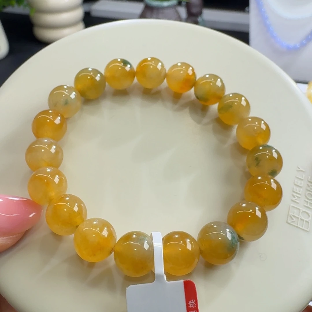未镶嵌手链翡翠富婆姐姐的菜冰黄加绿单圈10mm