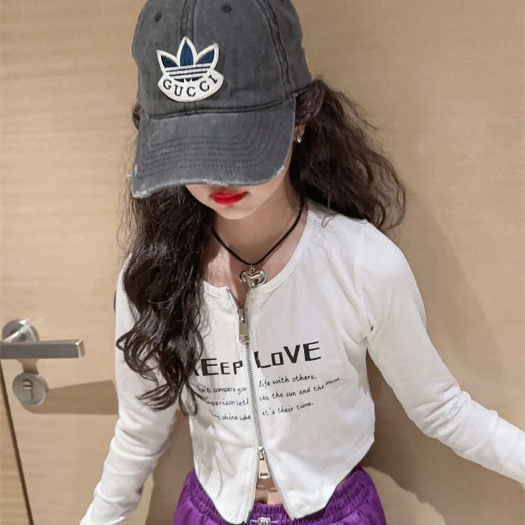 女童套装2025秋季洋气时尚女中大童上衣拉链衫短款套装