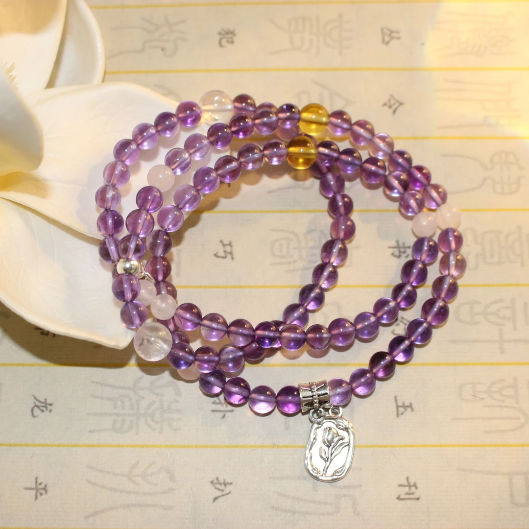 【紫玫瑰】胜乐DIY设计水晶手串