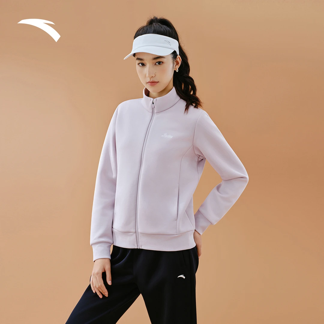 安踏易打理套装丨立领卫衣外套运动长裤两件套女装休闲针织运动套