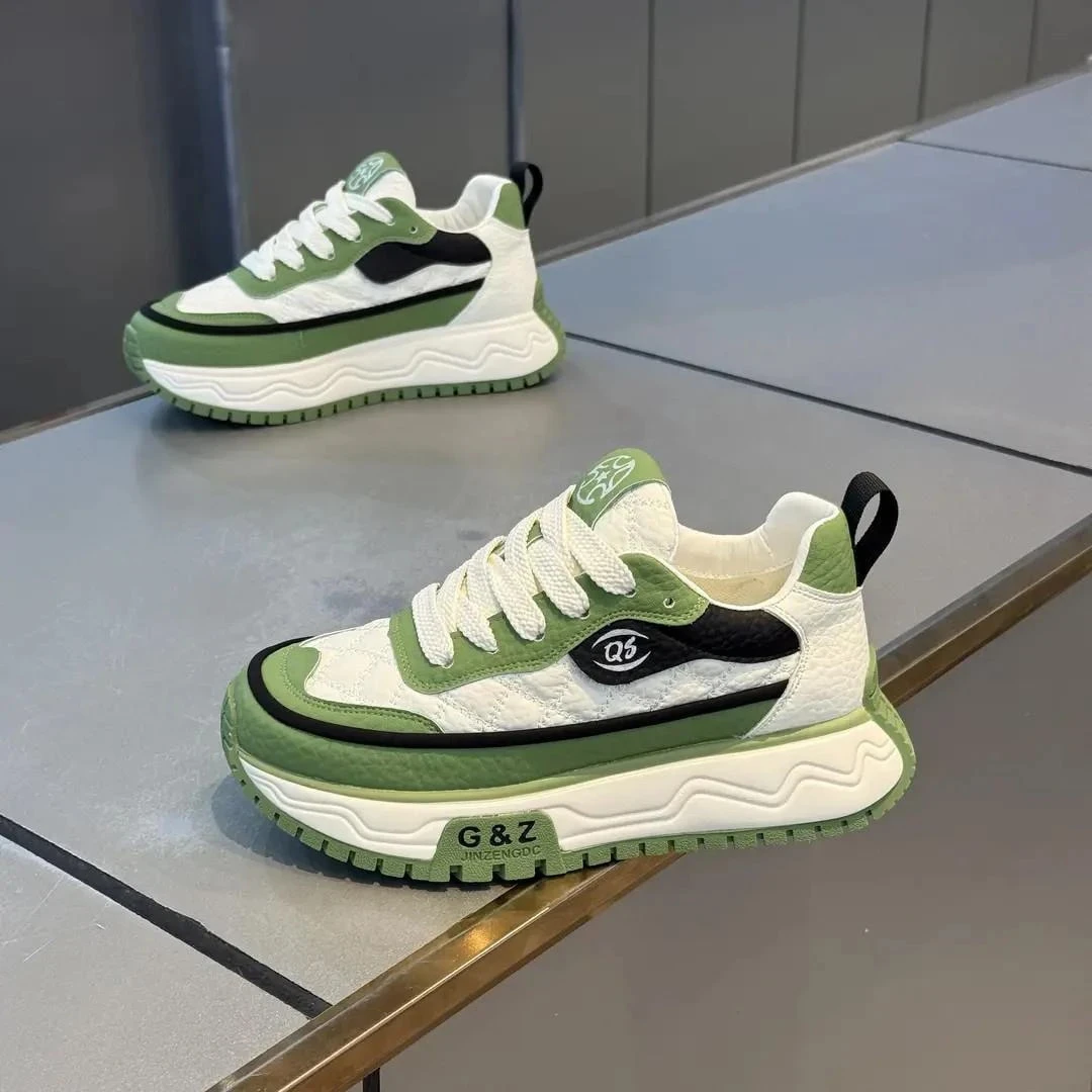 欧洲站男鞋厚底运动潮流男士拼色秋冬阿甘鞋2025时尚百搭休闲板鞋