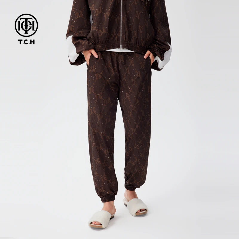 TCH轻奢烫钻工艺新时尚休闲百搭潮流休闲裤情侣T72C206045私服tch