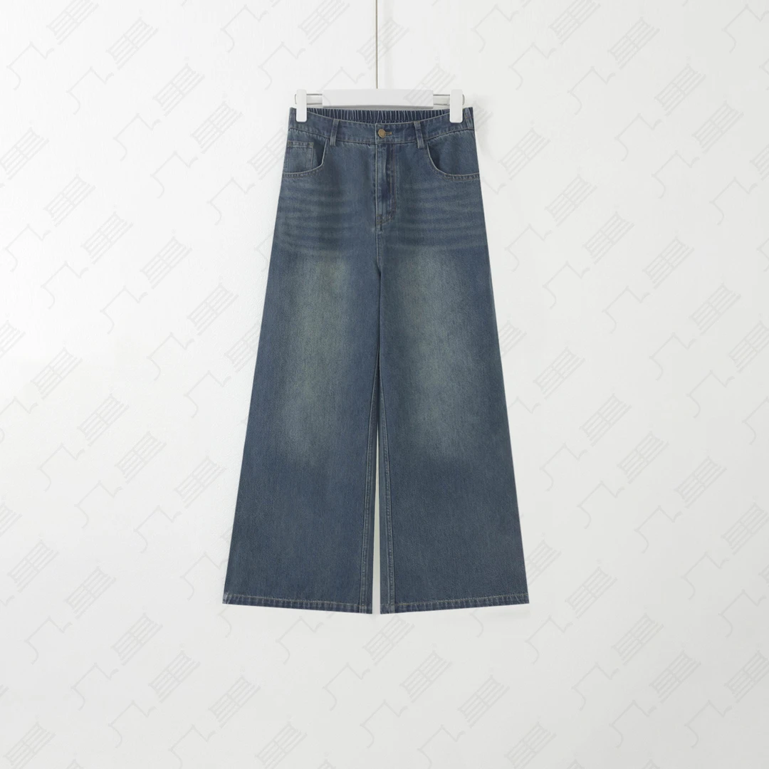 几里与麻 复古宽松休闲牛仔裤 裤长98 2062350