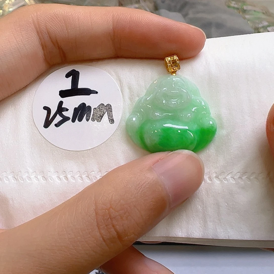 翡翠18K金镶嵌吊坠(不含链)翡翠