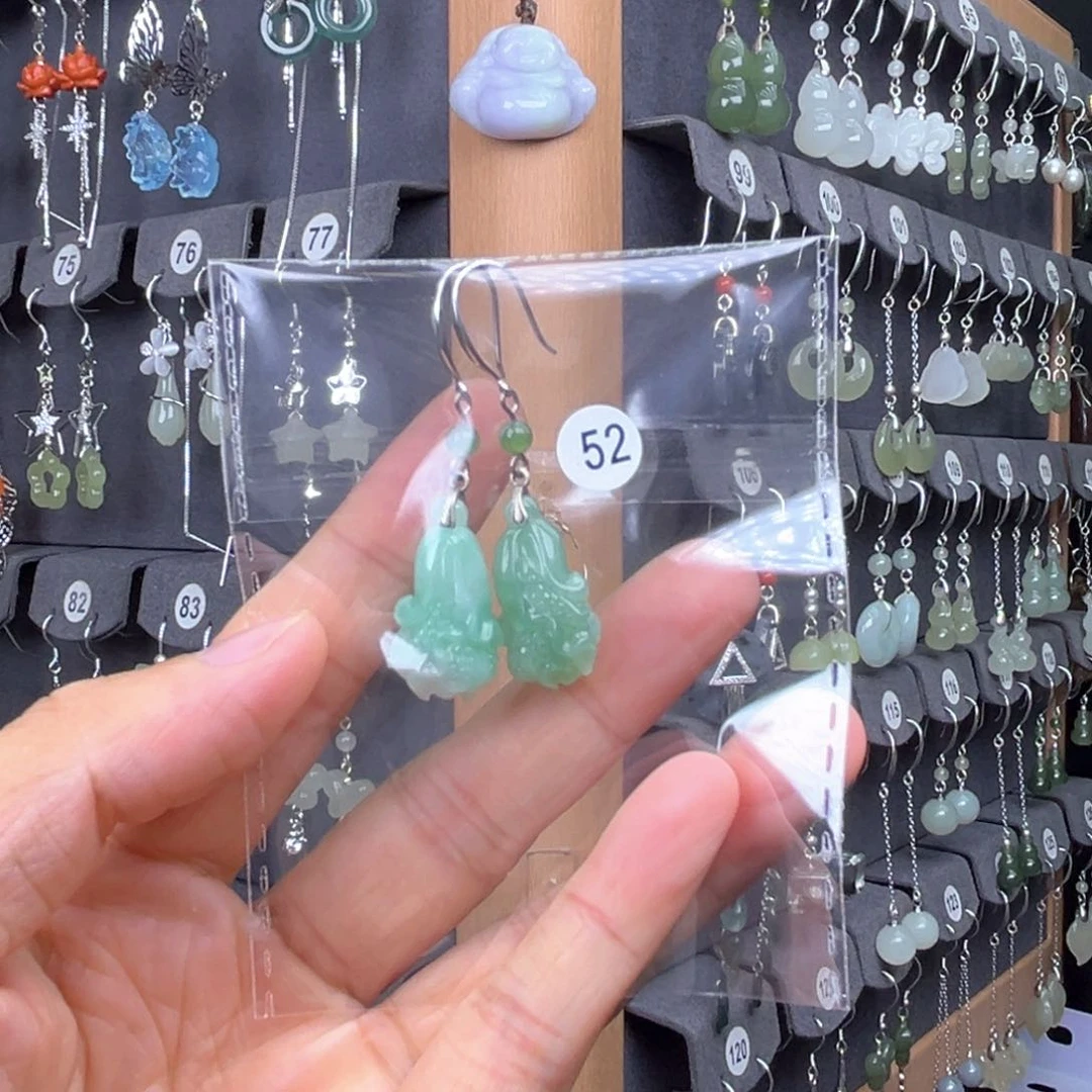 翡翠银S925镶嵌耳饰时****人