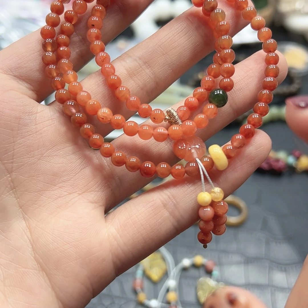 烟晶手链22K金镶嵌南红D546