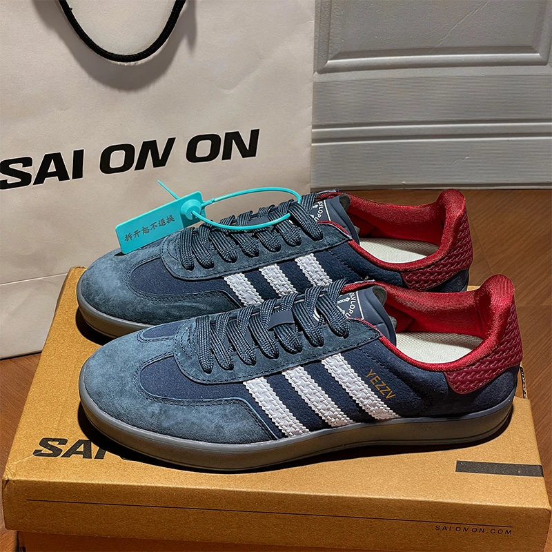 官方正品蓝莓色三杠德训鞋男女款2025耐磨休闲百搭运动板鞋男鞋潮