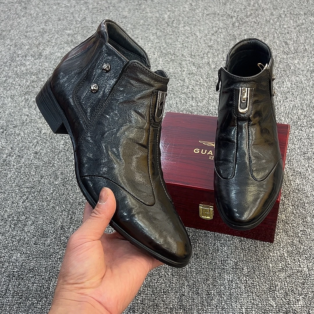 34码起广州原版切尔西短靴真皮内里纯色英伦高帮皮靴中跟男靴