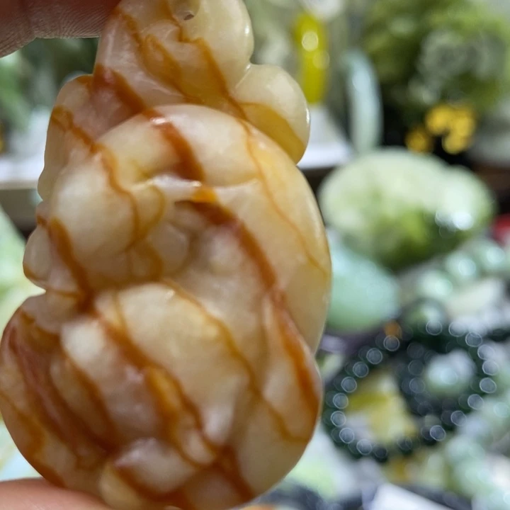 岫玉岫玉吊坠足铂镶嵌