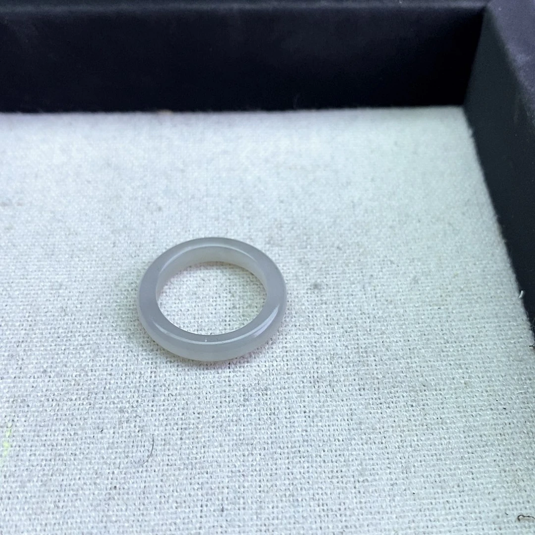 和田玉戒指未镶嵌烟紫福利款14-15号