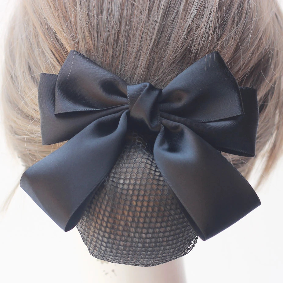 头花女职业盘发网兜护士发网女盘头发空姐酒店银行工作发饰蝴蝶结