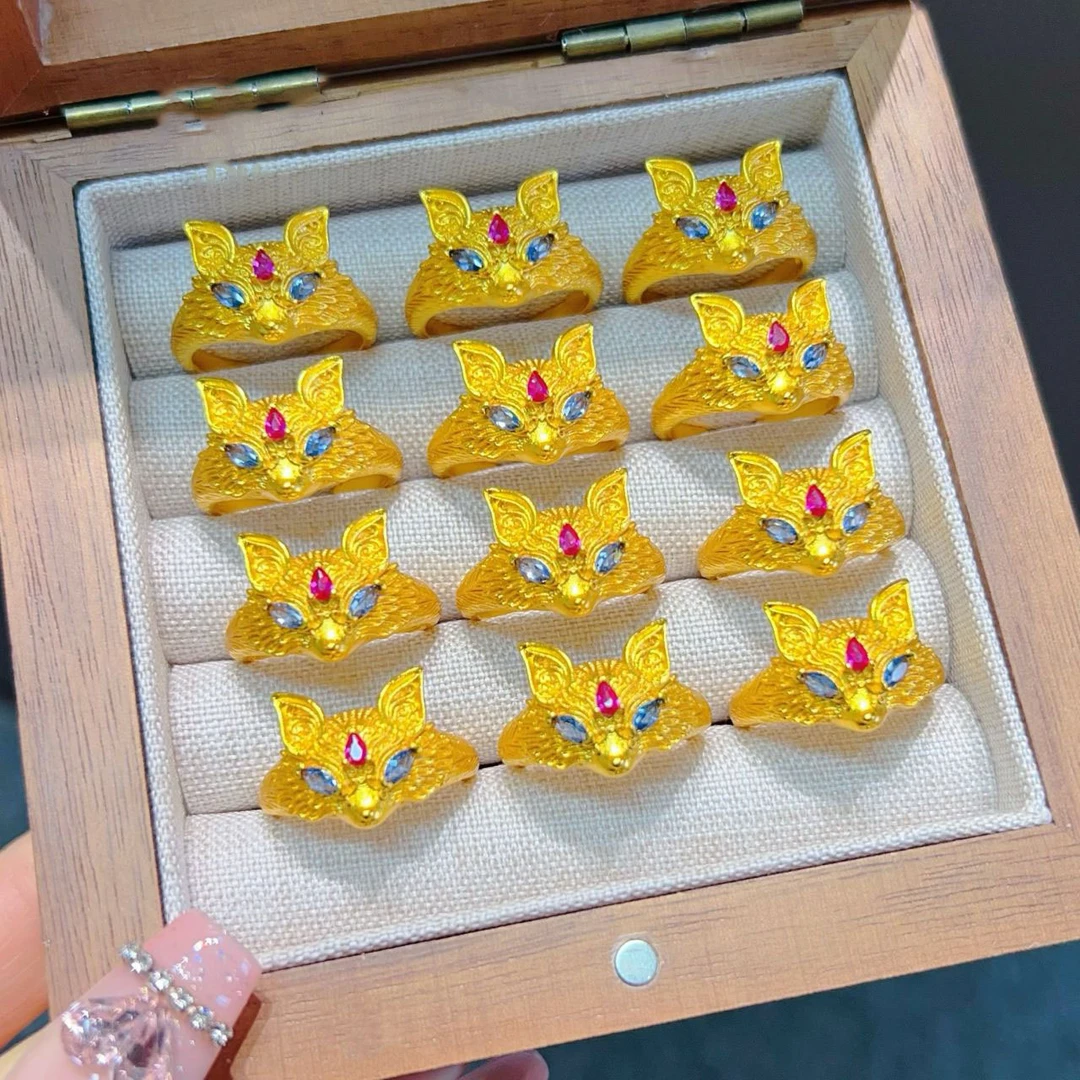 铜合金戒指 轻奢小众设计妲己狐狸戒指女时尚个性儿童复古指环