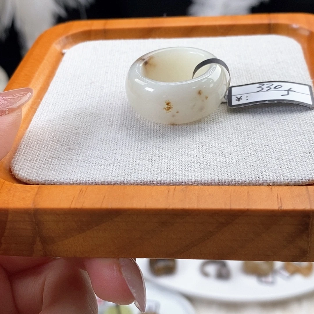 和田玉未镶嵌戒指r22桂花糖墩墩19.4