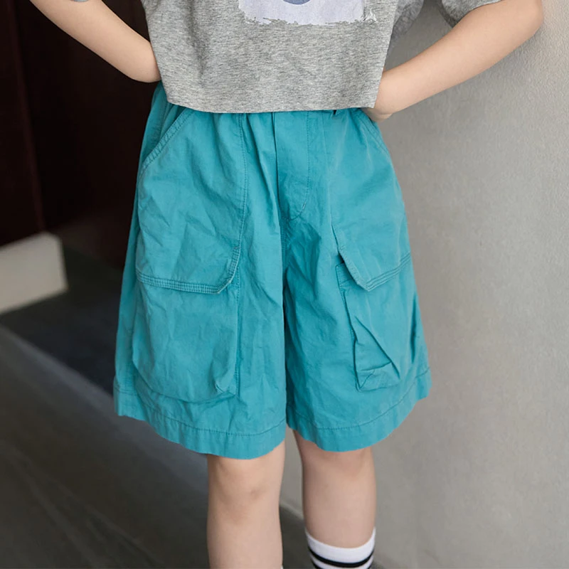 乐题女童五分裤夏季2025新款儿童洋气运动裤子中大童纯棉工装短裤