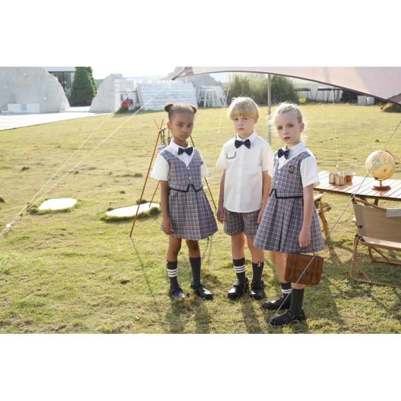 儿童裙子夏季短袖透气女童连衣裙2025新款清爽学院风