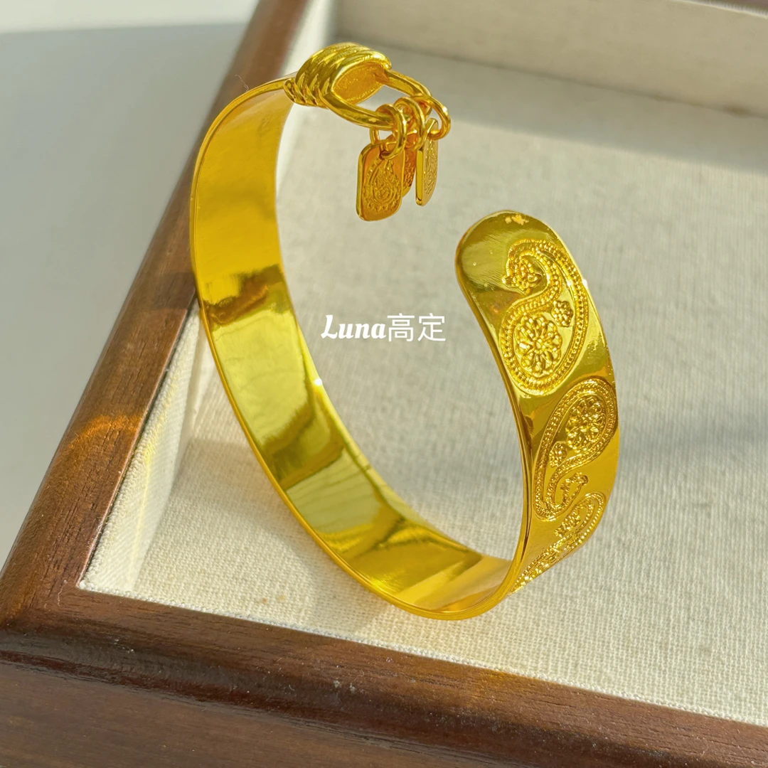 铜合金手镯 Luna定制0678古法腰果花时尚经典活口手镯