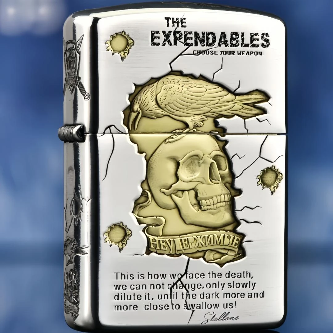 ZIPPO打火机正品镀银鎏金敢死队盔甲3D浮雕 防风送男朋友DYJ1