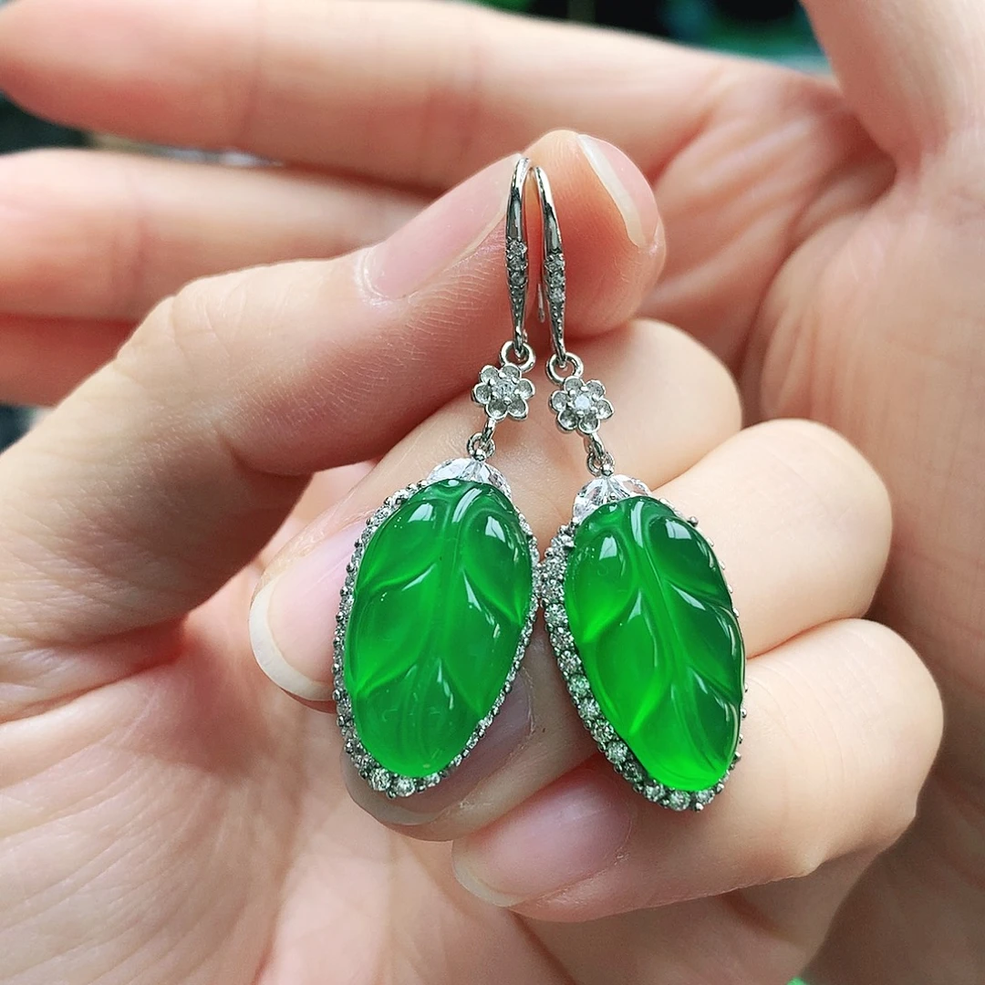 玛瑙/玉髓银S925镶嵌耳钉