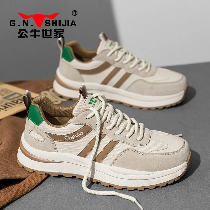 公牛世家秋季新款2025男士潮流休闲运动鞋软底潮鞋春秋外穿男鞋
