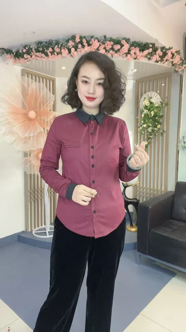 【秋冬加绒】时尚百搭设计感修身显瘦气质感休闲翻领长袖衬K衫5109