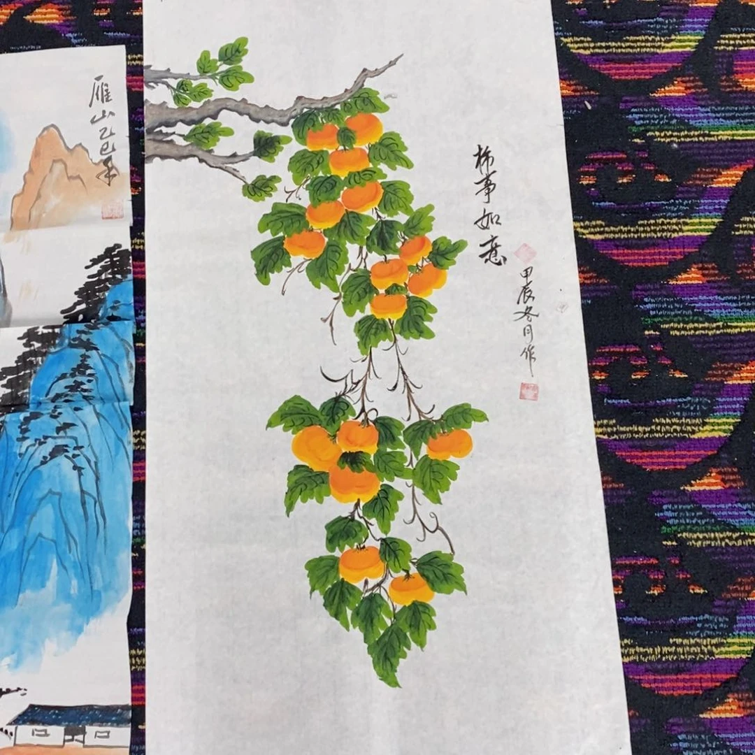 国画三尺作品花鸟曈