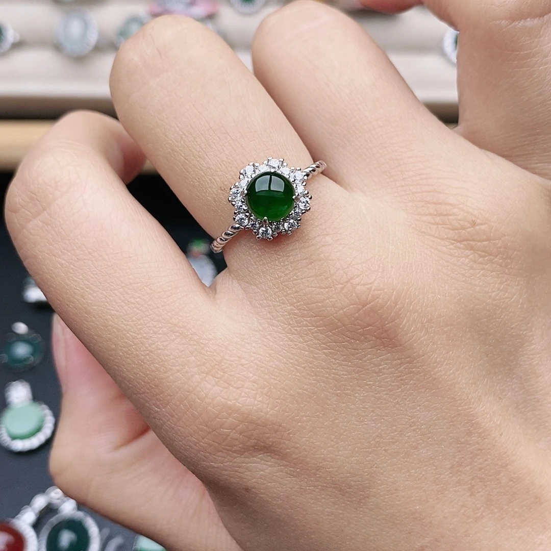翡翠银S925镶嵌戒指