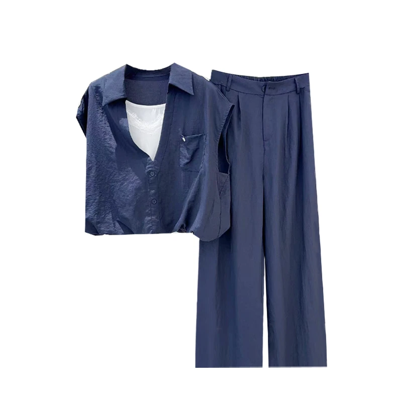 2025 夏季新款【四季青小封家轻奢】V领上衣+休闲长裤套装YSQ3867