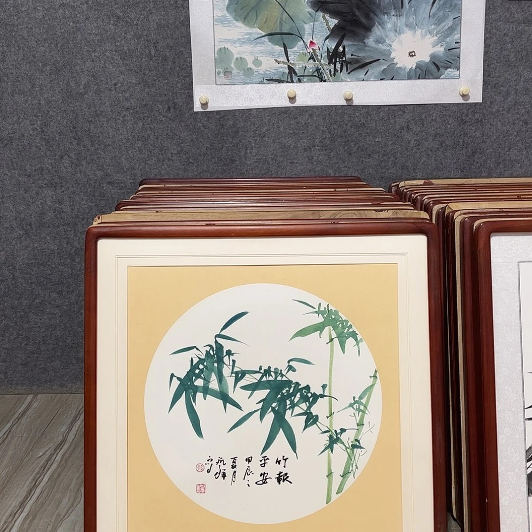 国画书画作品带框63×63