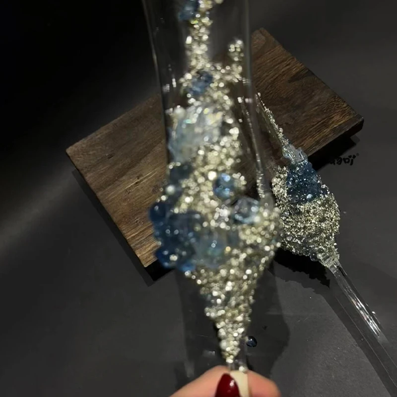 碎钻高脚杯香槟杯子一对结婚diy敬酒杯diy材料包结婚订婚礼物圣诞